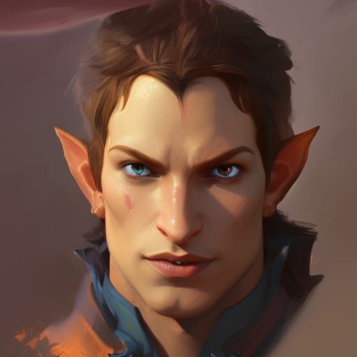 Half-Elf Rogue Portrait in Hyperdetailed Digital Art Style
