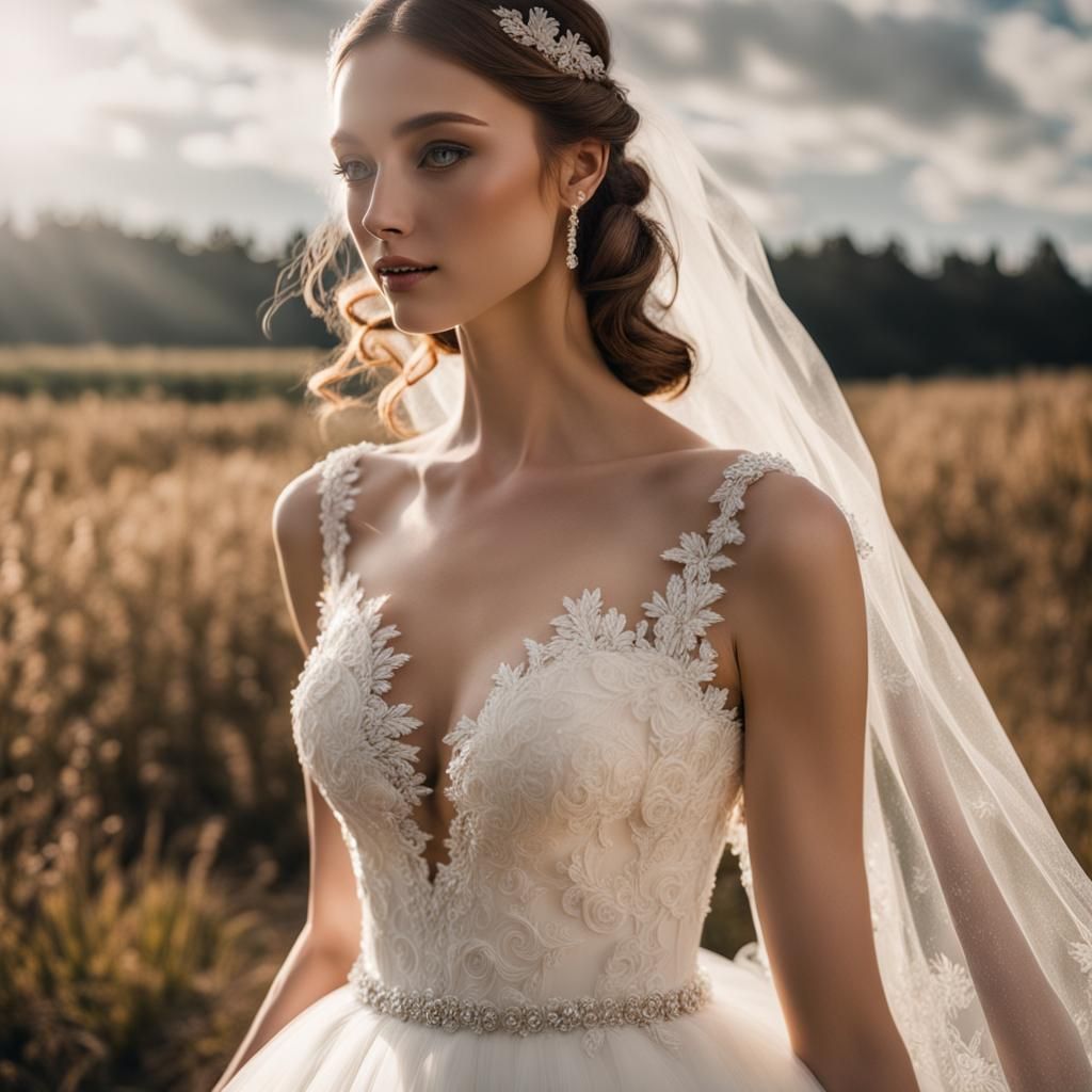 Divine Wedding Dresses in Heavenly Sunlight
