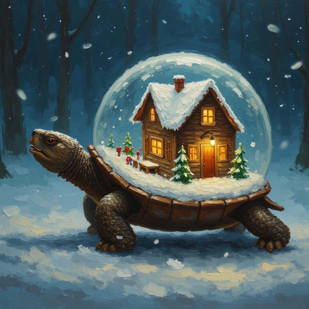 Snow Globe Turtle with Christmas Diorama