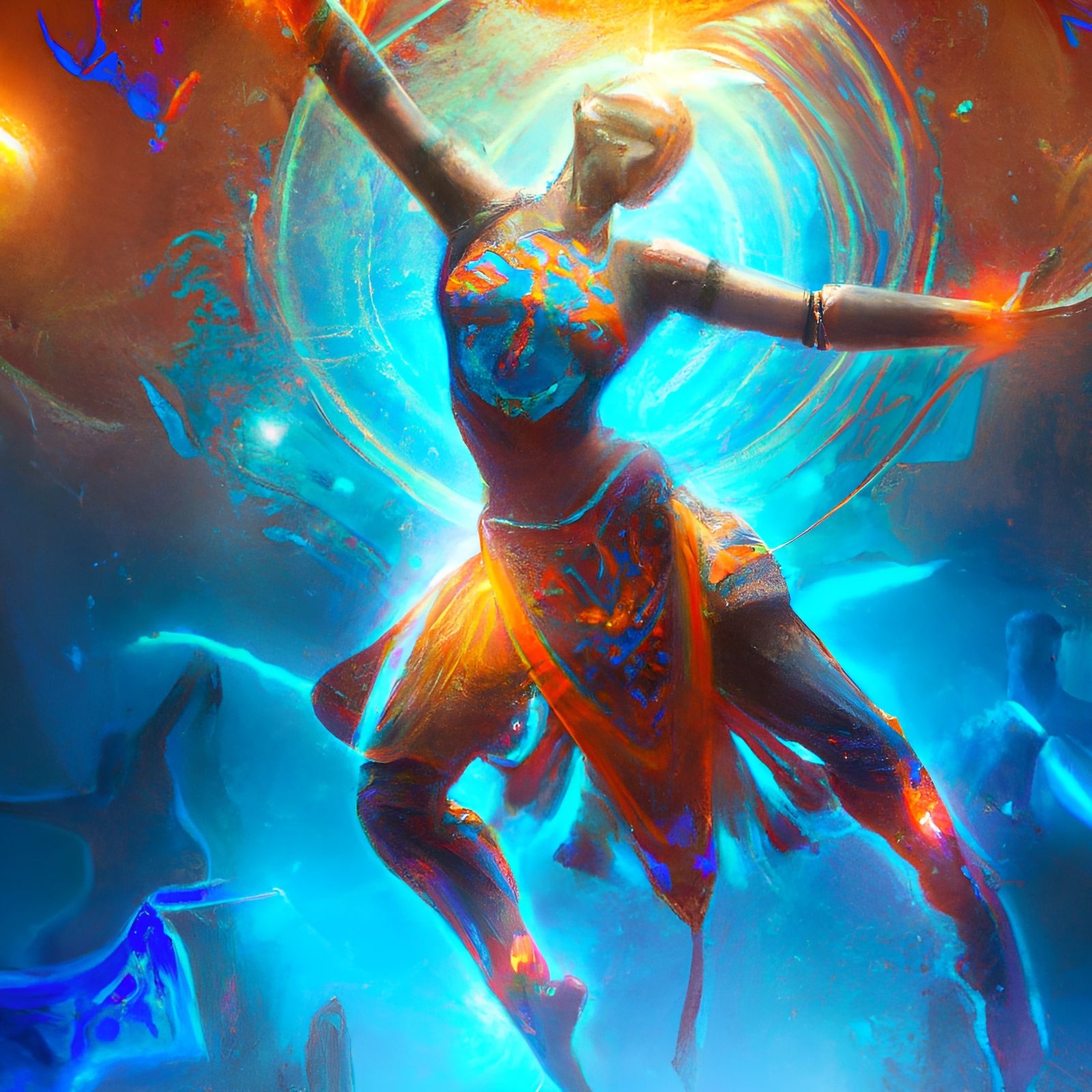 Intricately Detailed Spirit Dancer in Fantasy Landscape