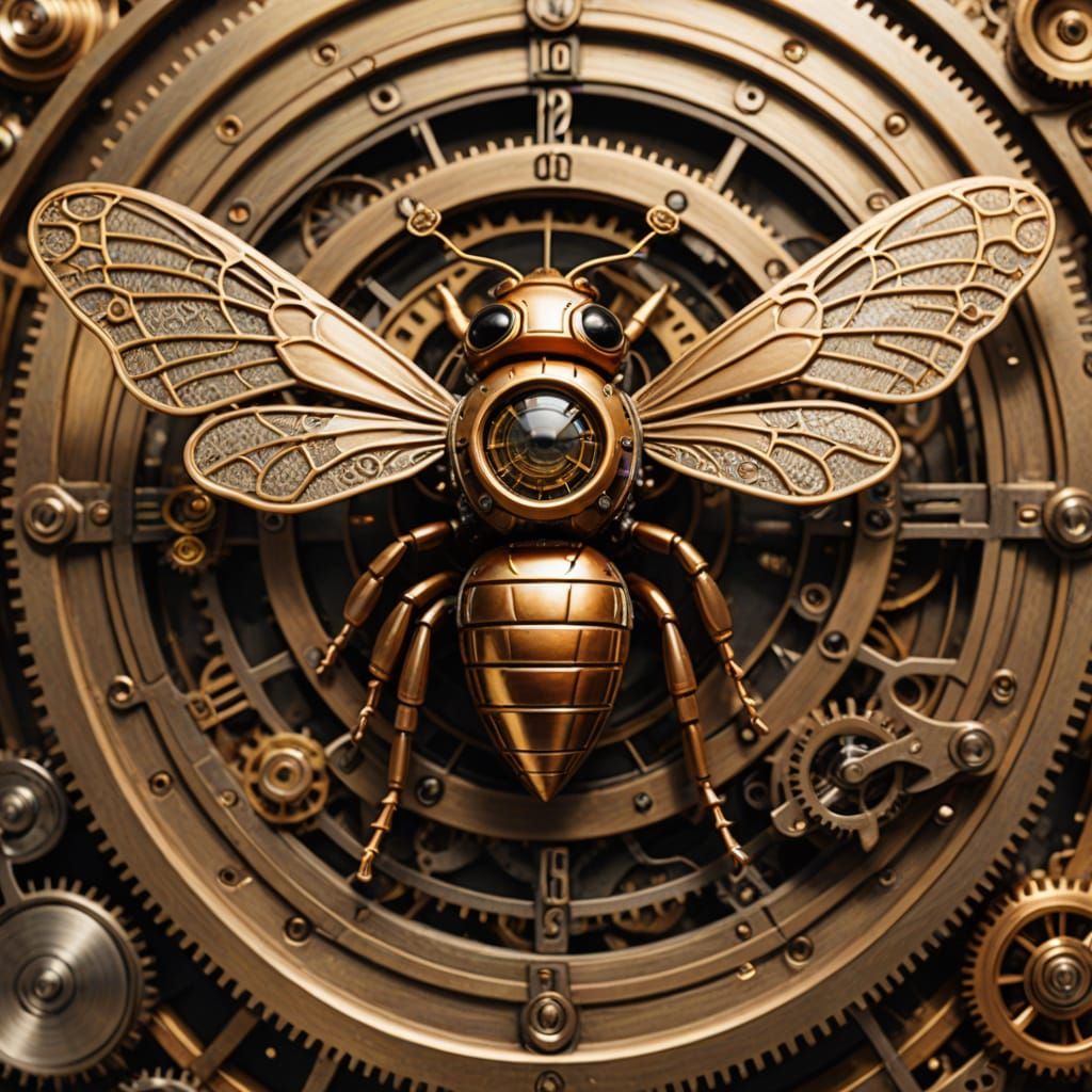 Steampunk Bee in Brass and Copper Clockwork