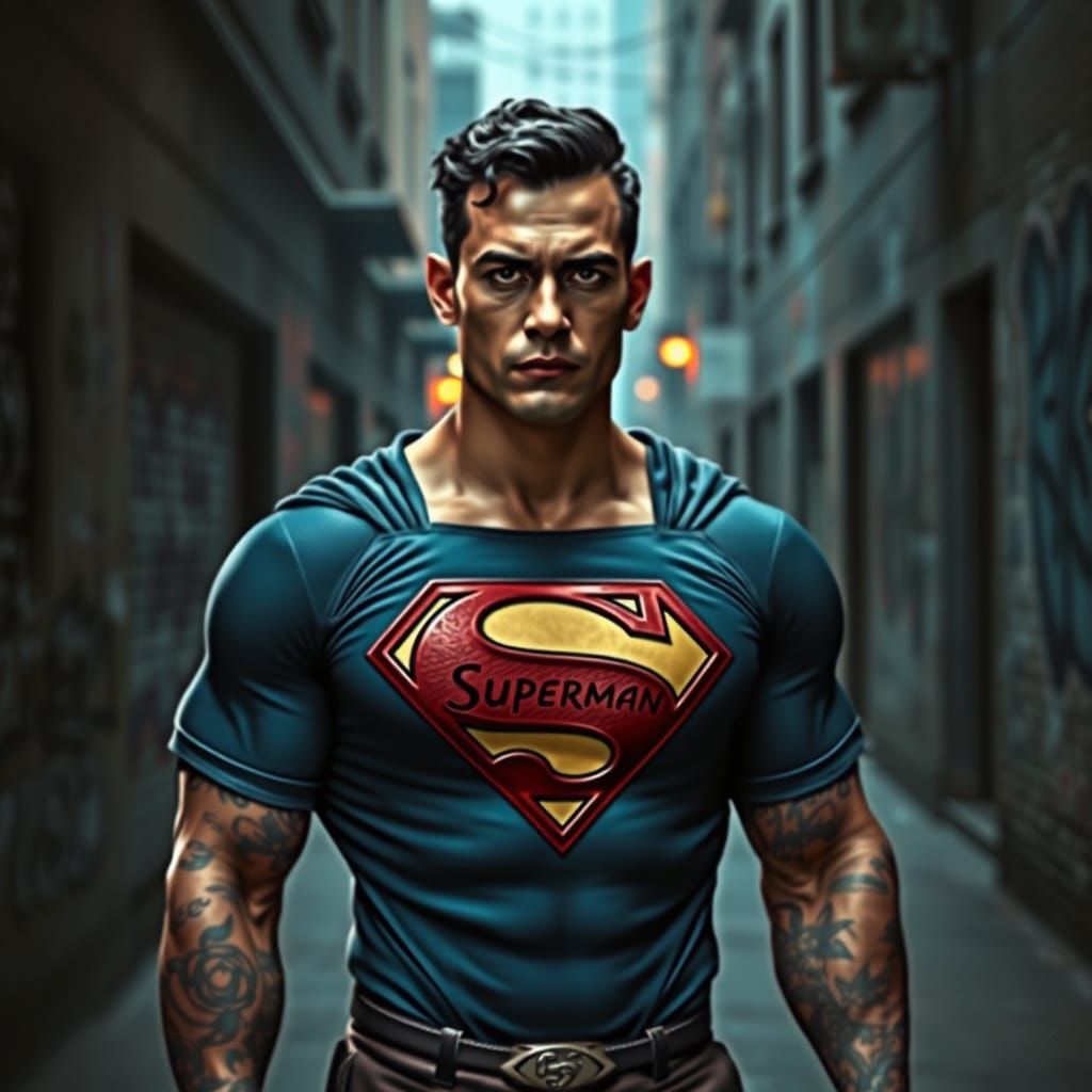 Tough Urban Superman in Traditional Cholo Outfit