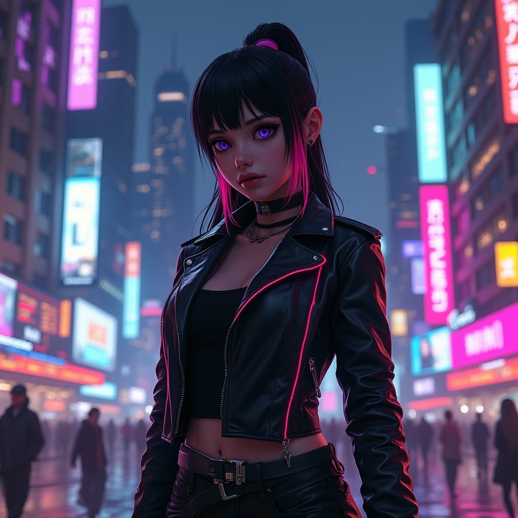 Cyberpunk Character in Futuristic Cityscape