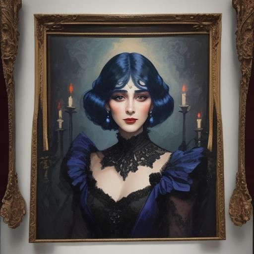 Charismatic Vampire Portrait in Art Nouveau Style