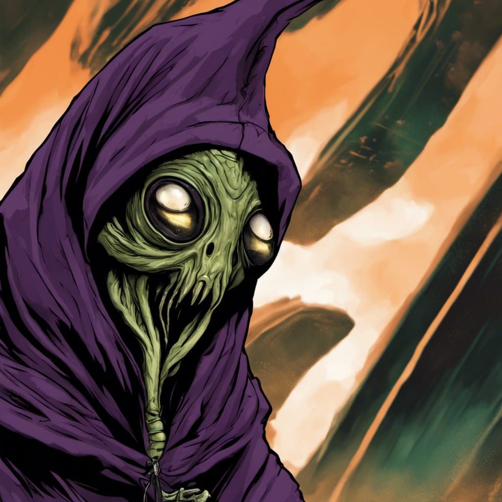Hooded Alien Creature: AI Generated Image