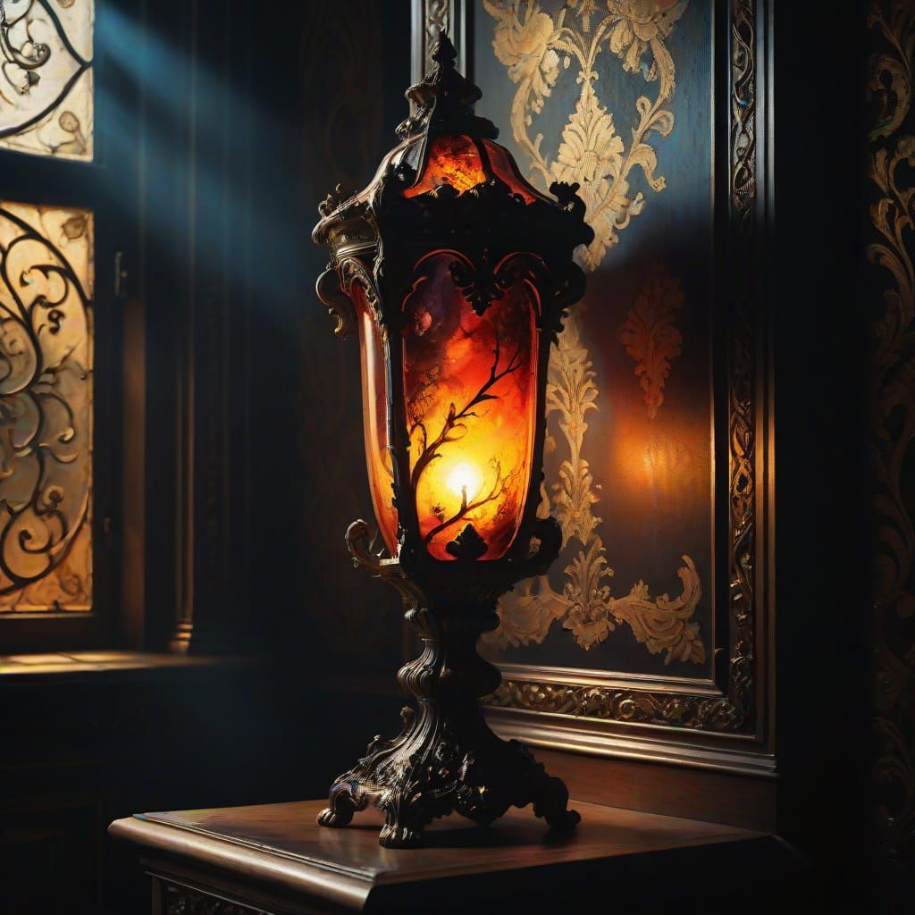 Baroque Gothic Oil Painting of Elegant Lava Lamp
