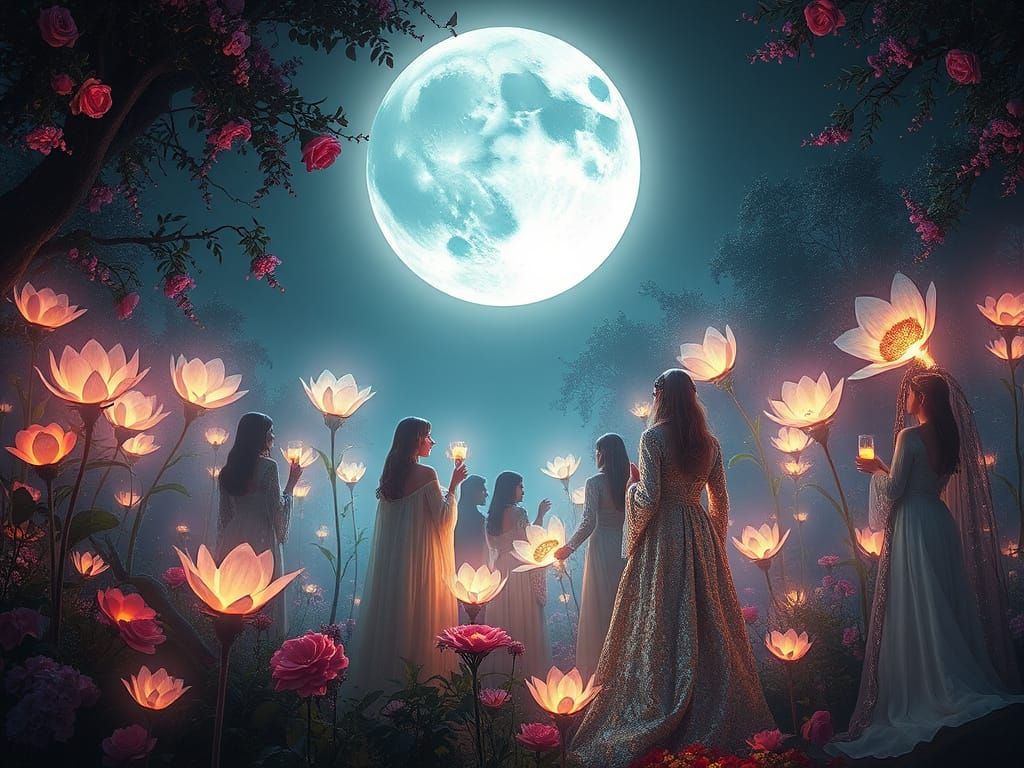 Mystical Moonpetal Bloom Night Gathering