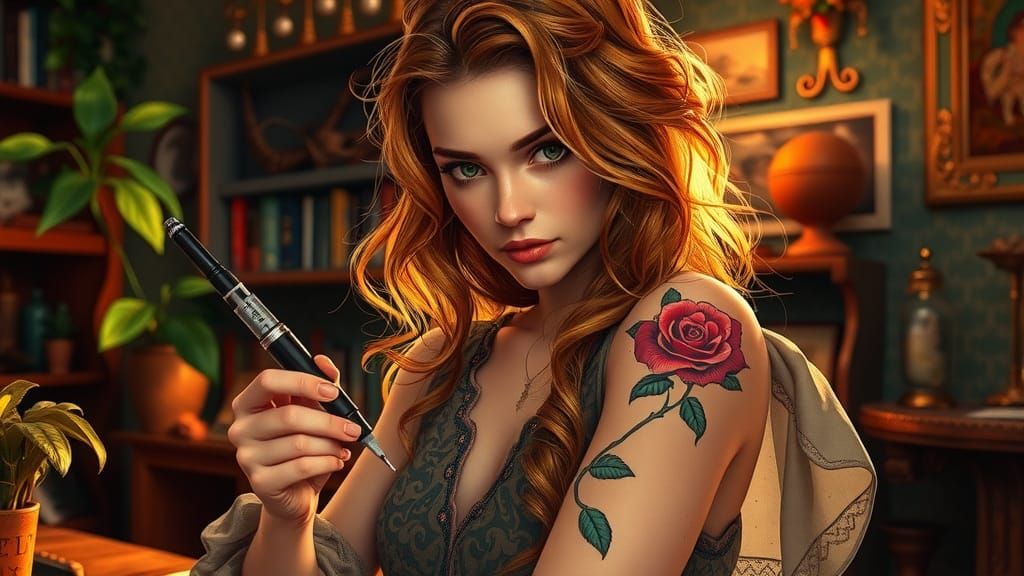 Bohemian Tattoo Artist Creates Rose Tattoo