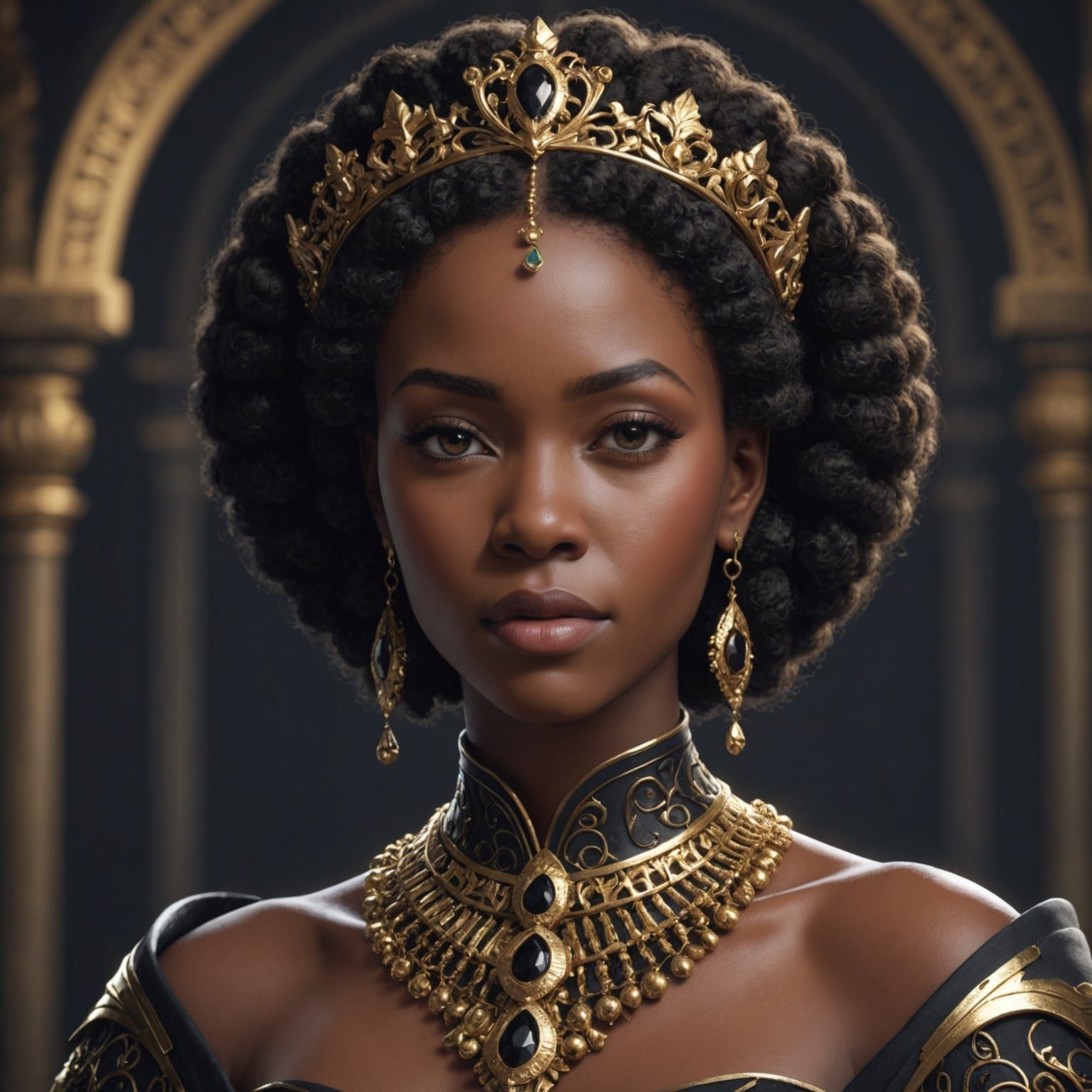 Beautiful Ebony Woman: 3D Anime Portrait