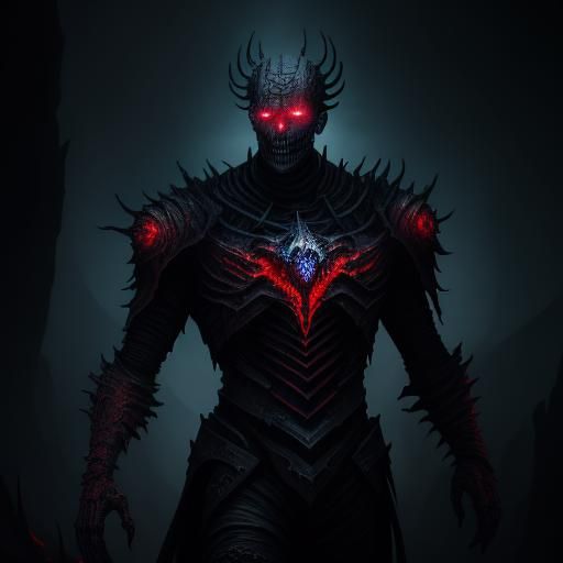 Hellish Dark Fantasy Man in Biomechanical Art Style