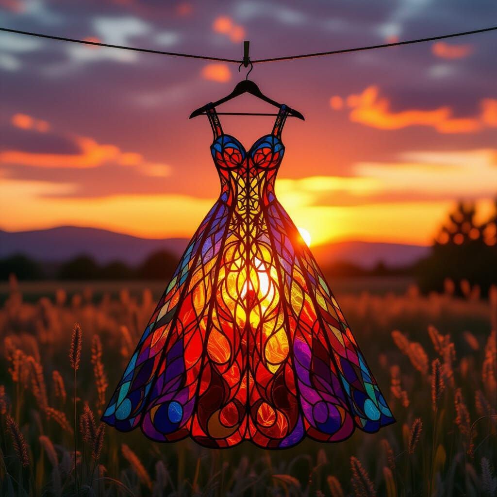 Stained Glass Dress at Fiery Sunset