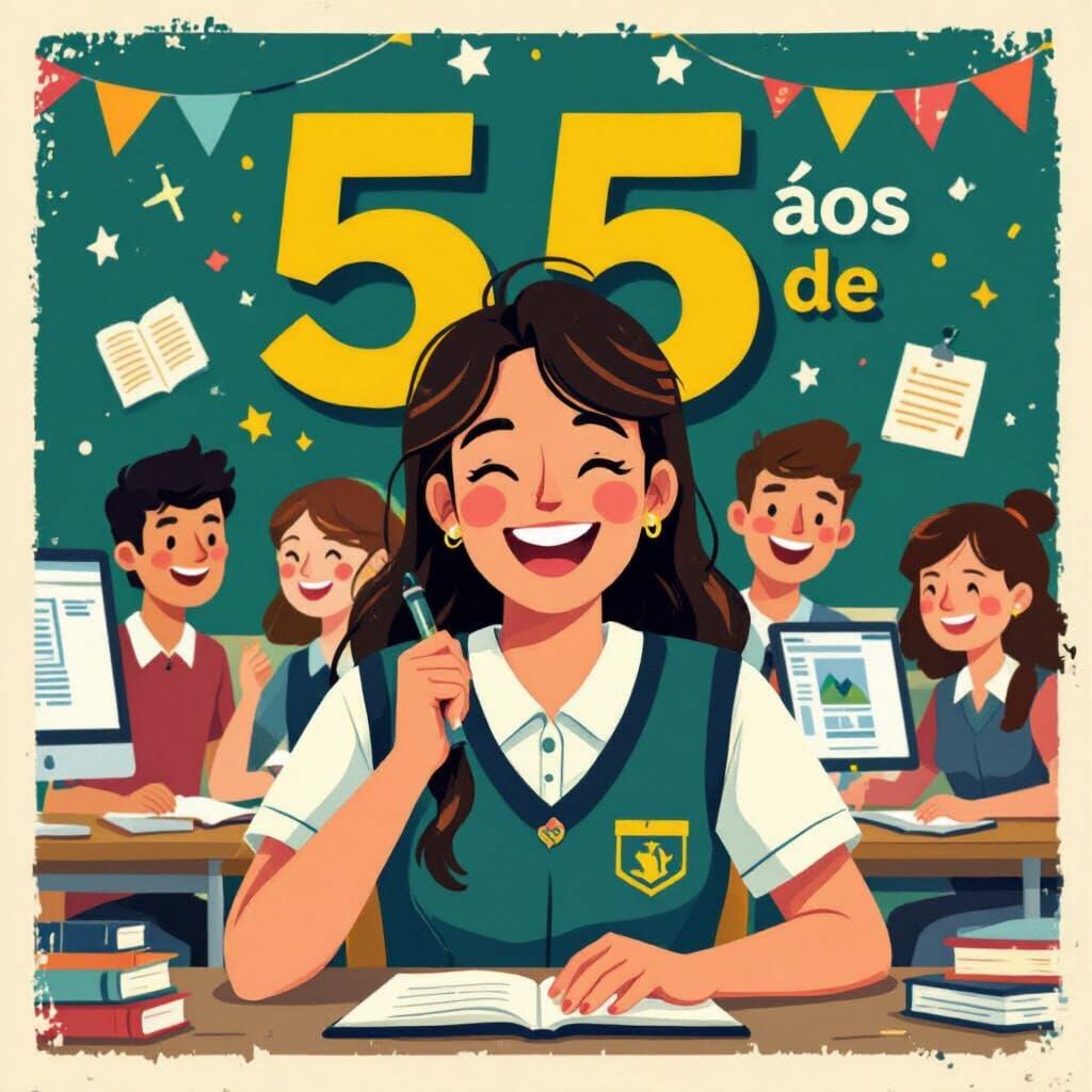 Student Celebration Image in Digital Illustration Style