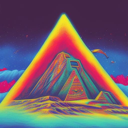 UFO Over Machu Picchu: Graffiti Art Style