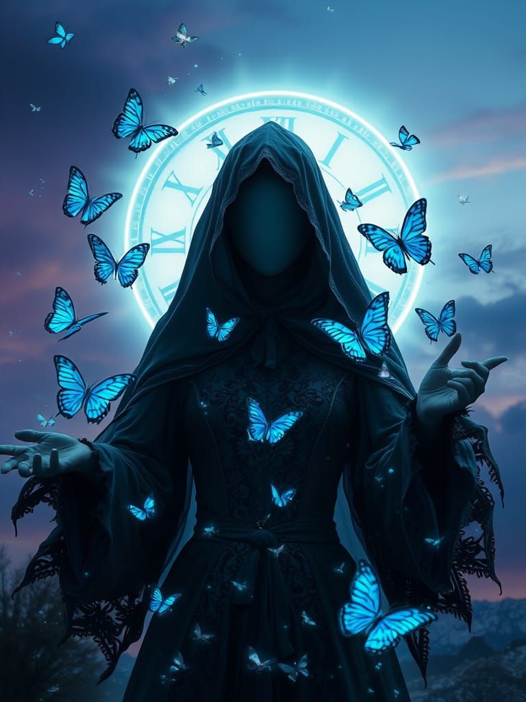 Mystical Sorceress in Ancient, Ornate Regalia with Dancing B...