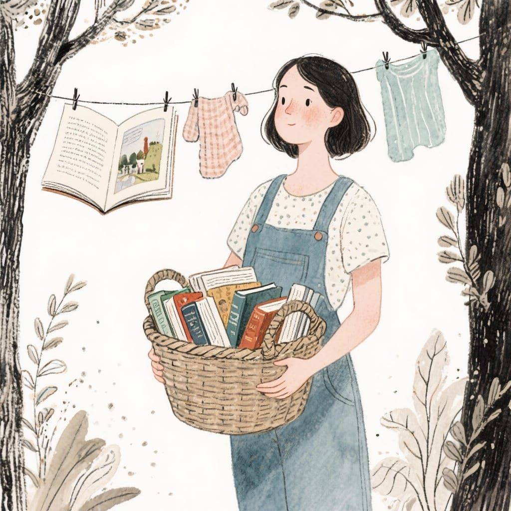 Whimsical Woman's Laundry Day Book Surprise