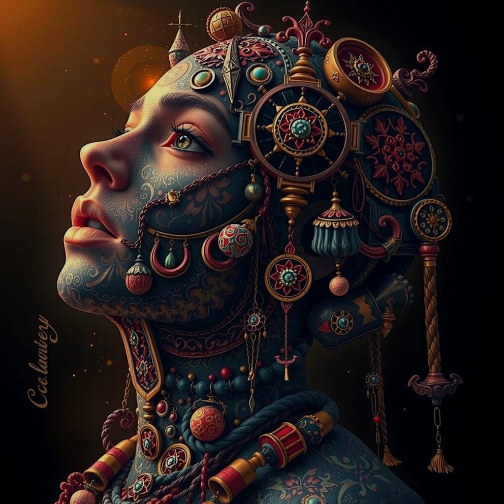 Abstract Swirling Red Forms