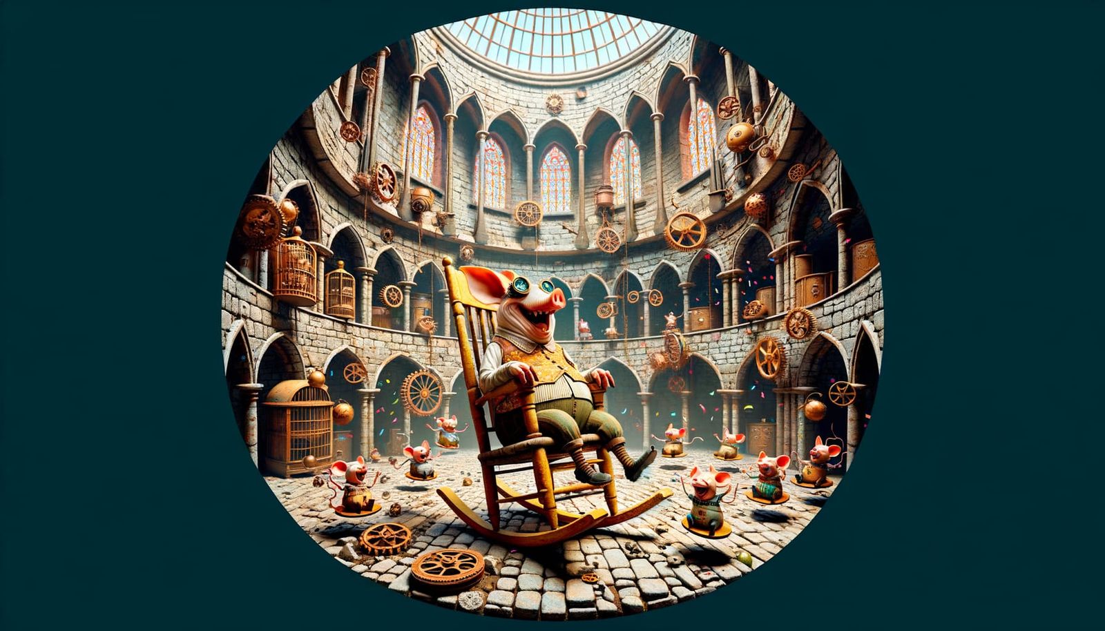 Steampunk Dungeon Party with Piglet and Mice