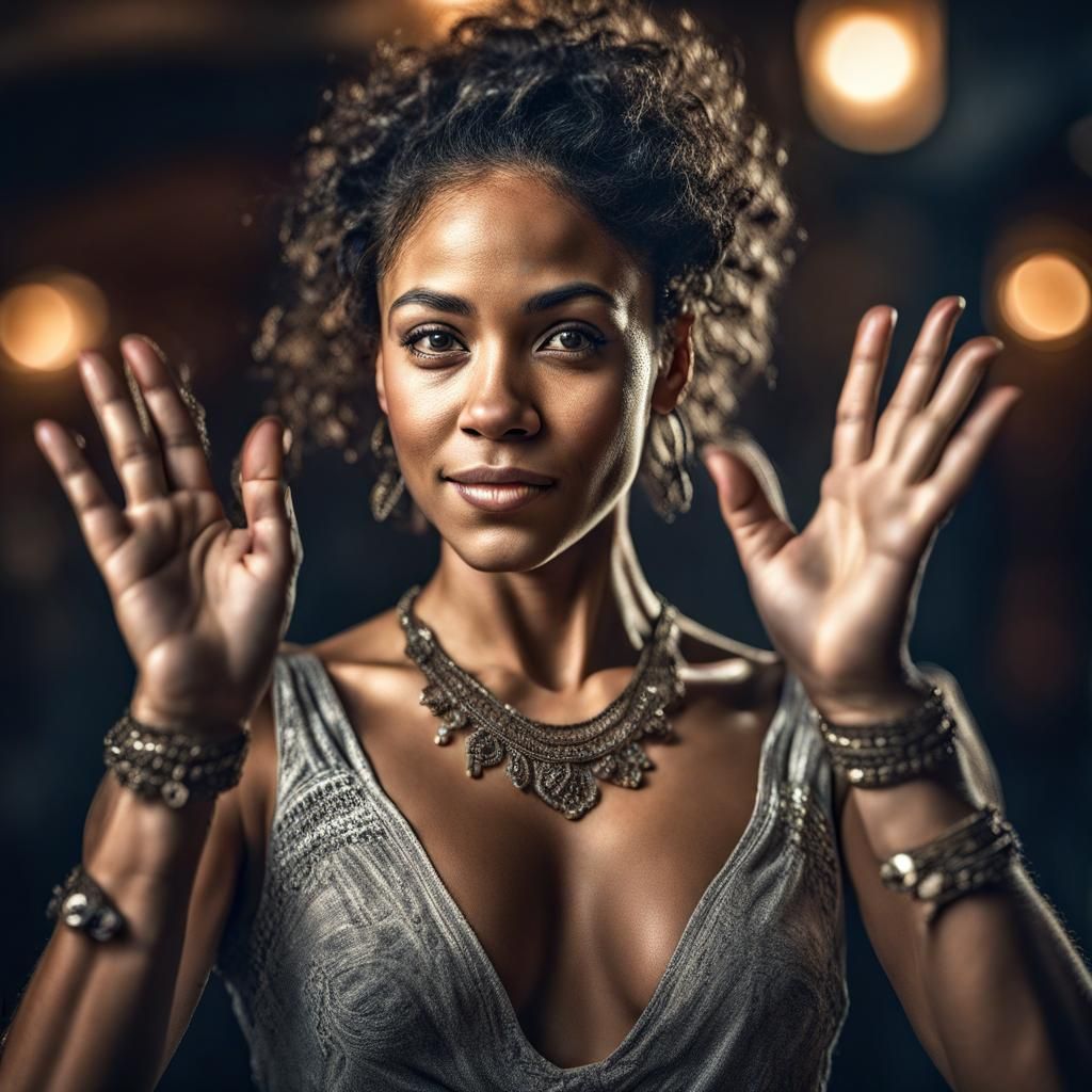 Beautiful Mixed Race Woman Dancing Portrait in HDR