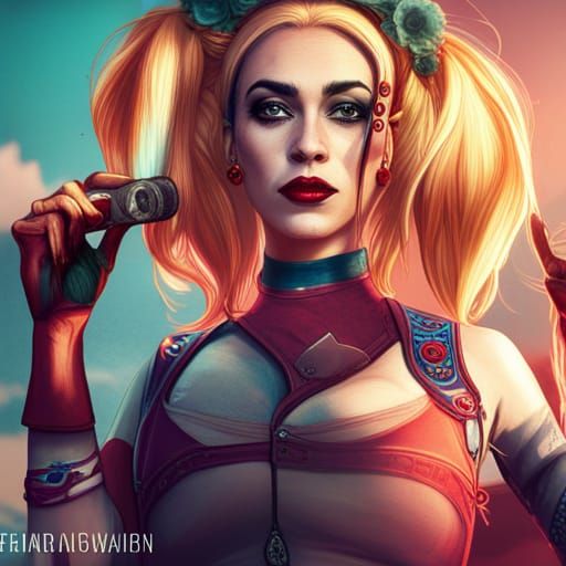 Harley Quinn as 1960s Hippie in Tie-Dye