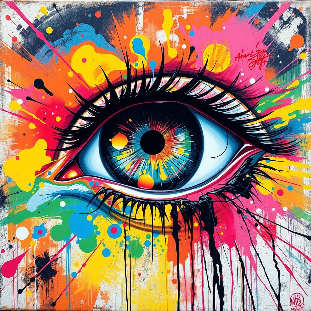 Kaleidoscopic Eye in Graffiti and Street Art Style