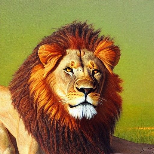Lion Portrait in Oil Painting Style