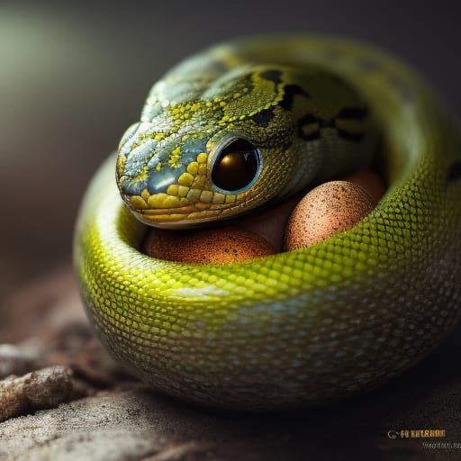 Mystical Hatchling: A Baby Snake's Fantasy Art