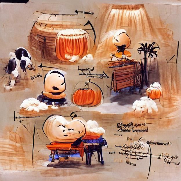 Charlie Brown, Snoopy, and Pumpkin Concept Art