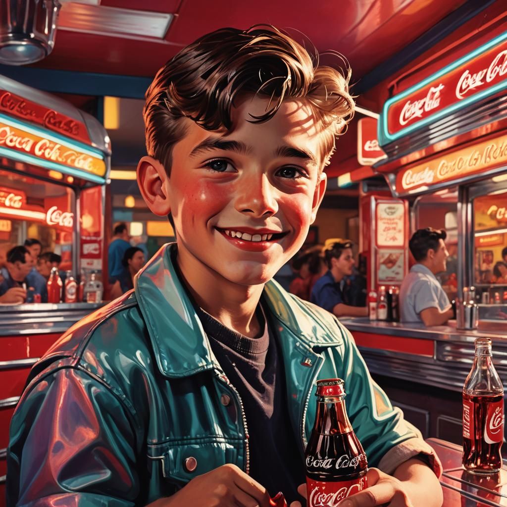 Coca-Cola Kid Smiling in Pop Art Style