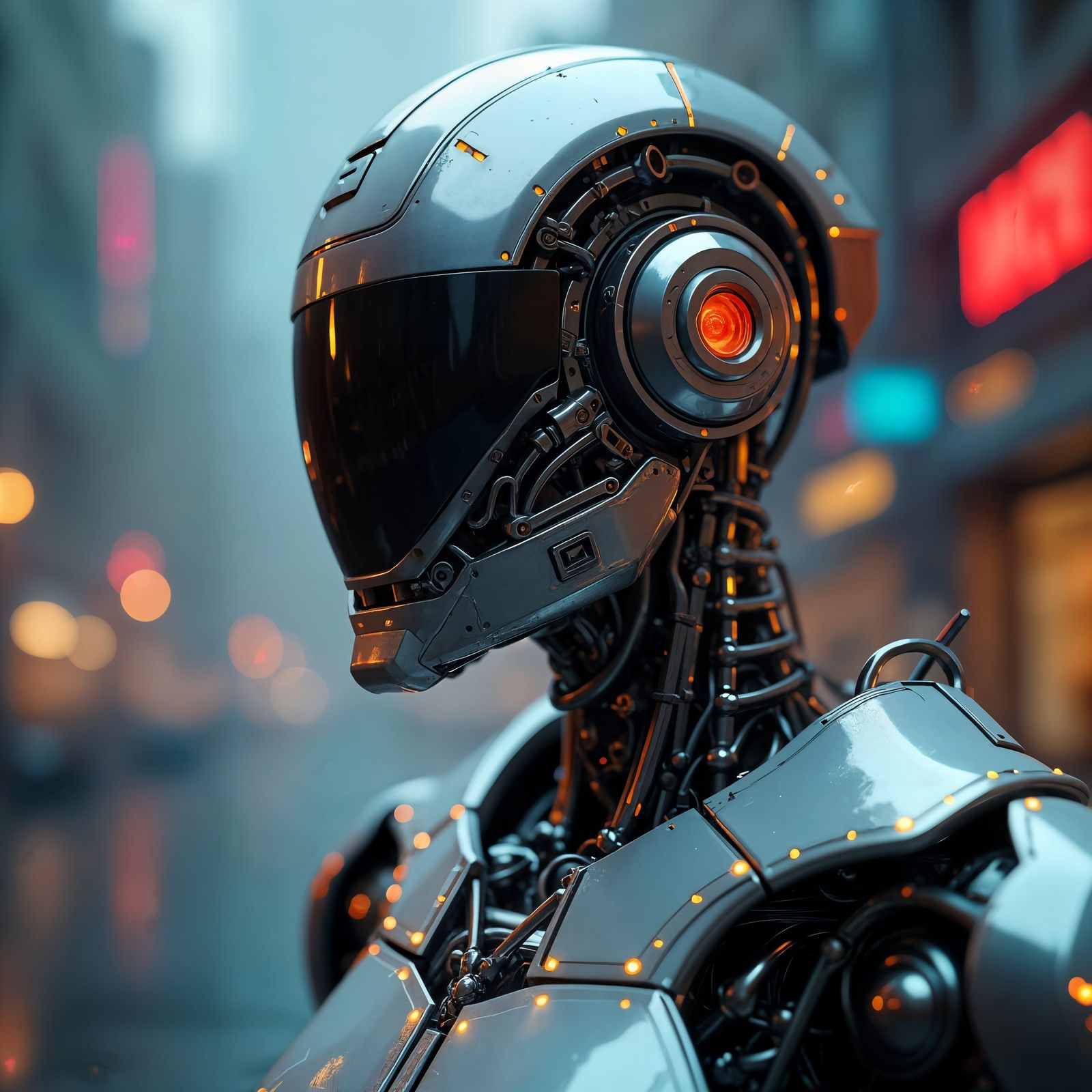 Futuristic Robotic Skull Portrait in Sci-Fi Style