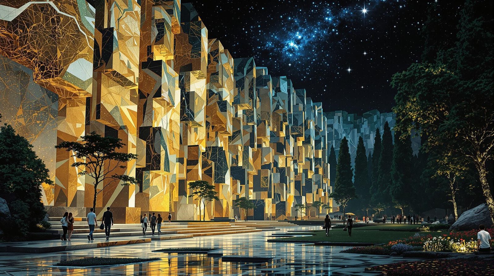 Klimt-Inspired Sci-Fi Marble Quarry Park