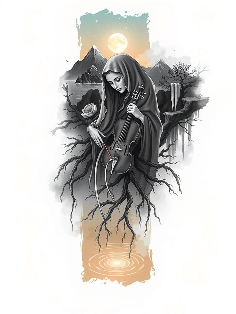 Celestial Mountain Goddess Veiled in Mourning