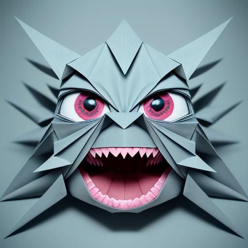Creepy Origami Monster with Huge Teeth