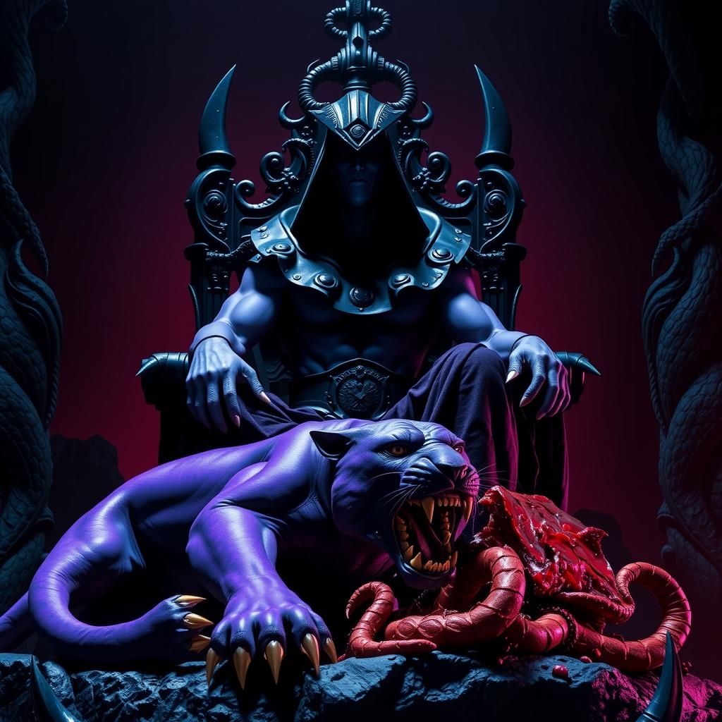 Skeletor on Throne in Snake Mountain, Gothic Fantasy