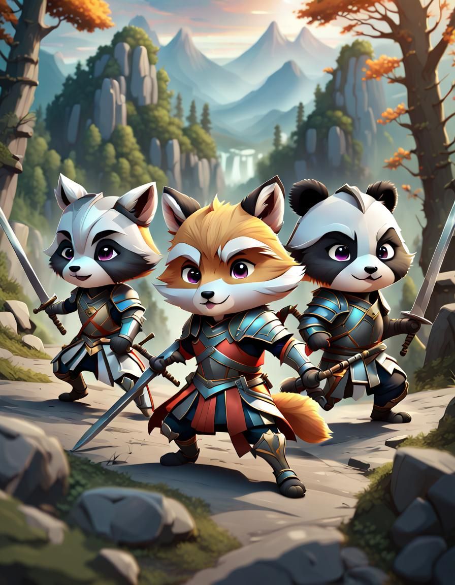 Chibi Knights Defending the Forest