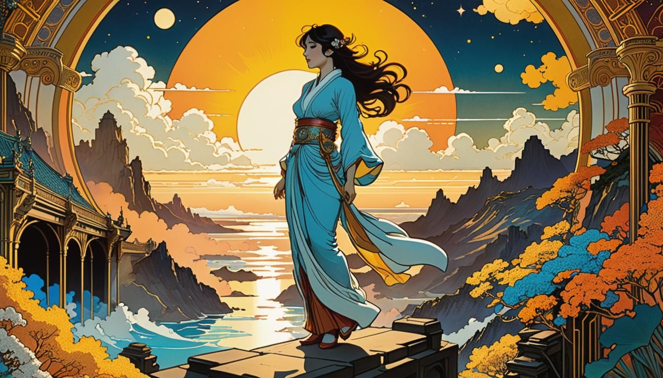 Futurist Graphic Novel in Art Nouveau Style