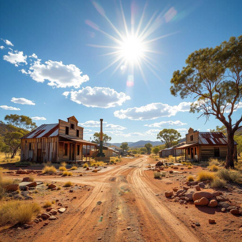 Abandoned Outback Gold Mine in Summer