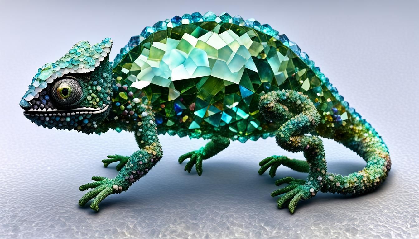 Crystal Chameleon Camouflage in Gemstone Environment
