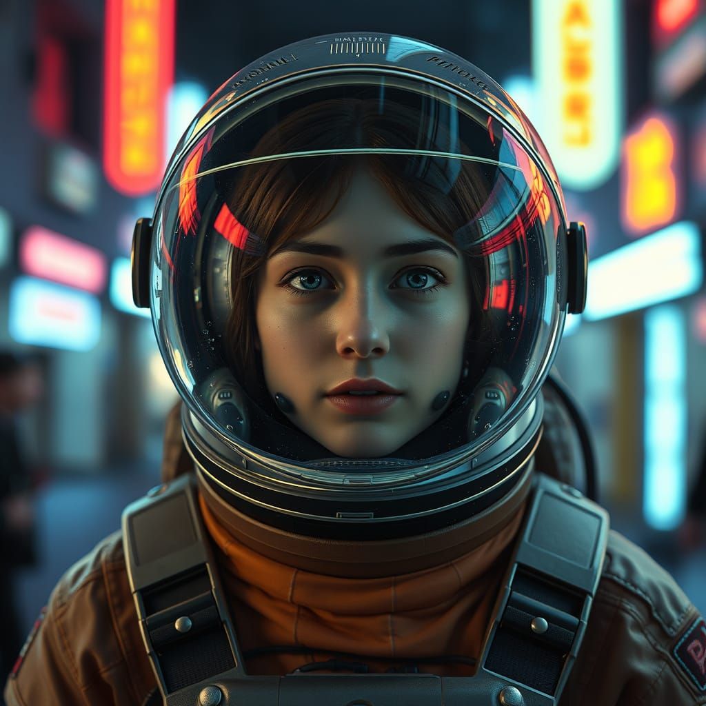 Astronaut in Water Helmet, Retro Sci-Fi Style