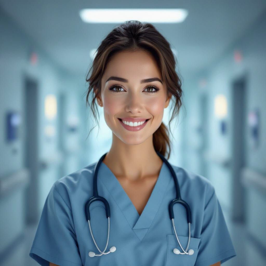 Compassionate Nurse in Modern Hospital Digital Art