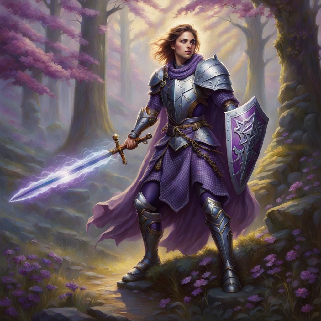 Fantasy Paladin in Chainmail Armor with Claymore