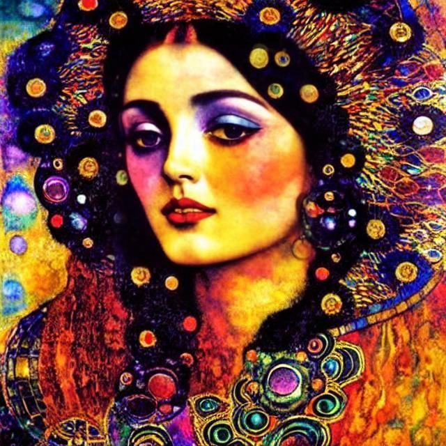 Psychedelic Expressionist Portrait Inspired by Klimt