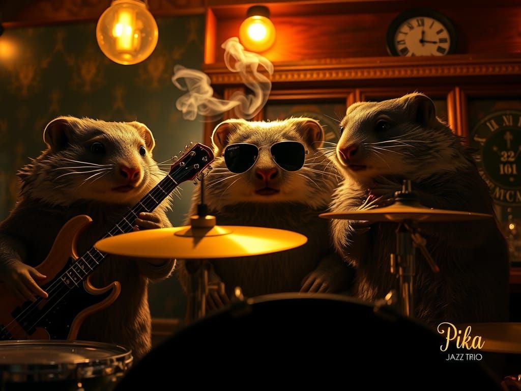 Film Noir Pika Jazz Trio in Smoky Bar