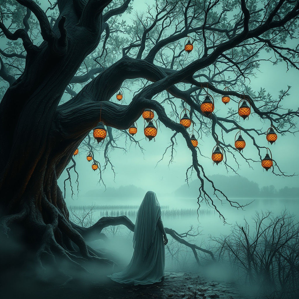 Dreamlike Mangrove Figure in Surrealist Landscape