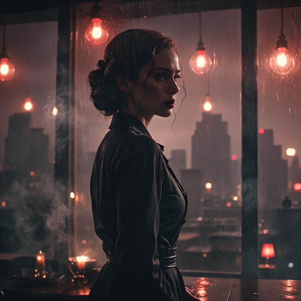 Mysterious Woman in Smoky Room: Film Noir Style