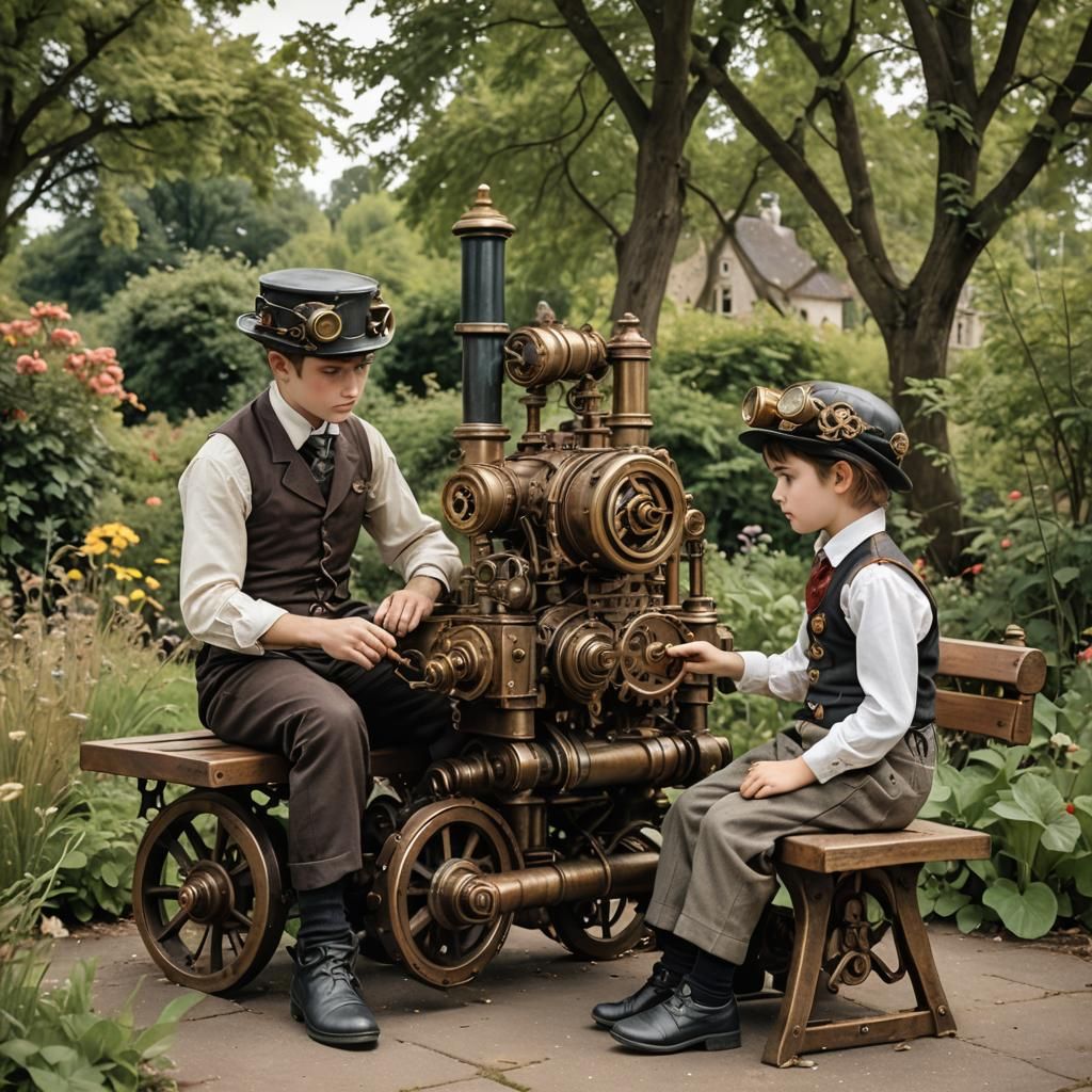Children's Steampunk Garden Scene