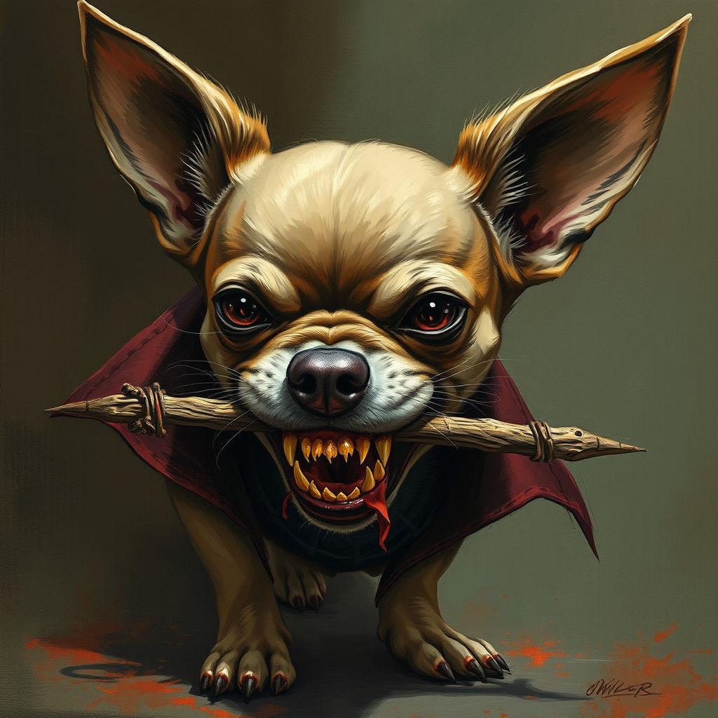 Sinister Chihuahua Portrait in Fantasy Art Style