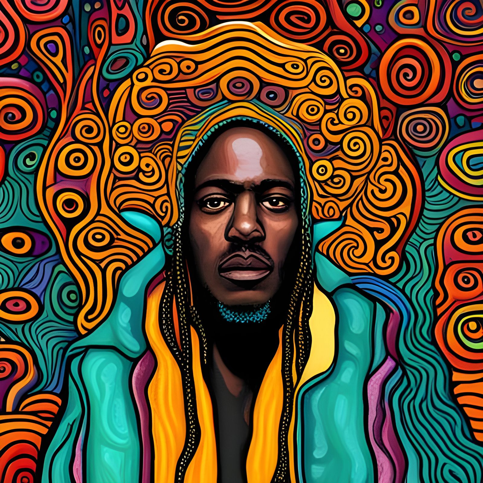 Psychedelic Hip Hop Portrait in Klimt Style