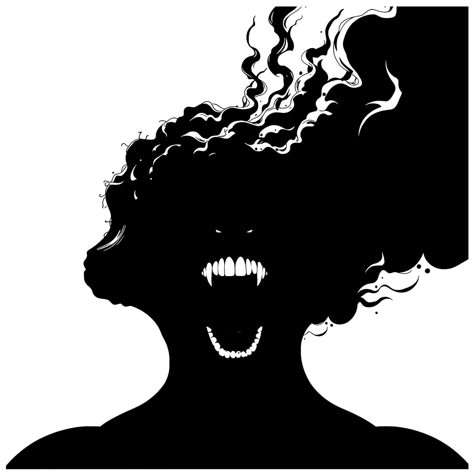 Minimalist Silhouette Portrait of a Glitching Scream