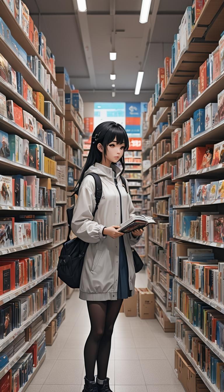 Anime Style: Shopping for Her Book in 3D