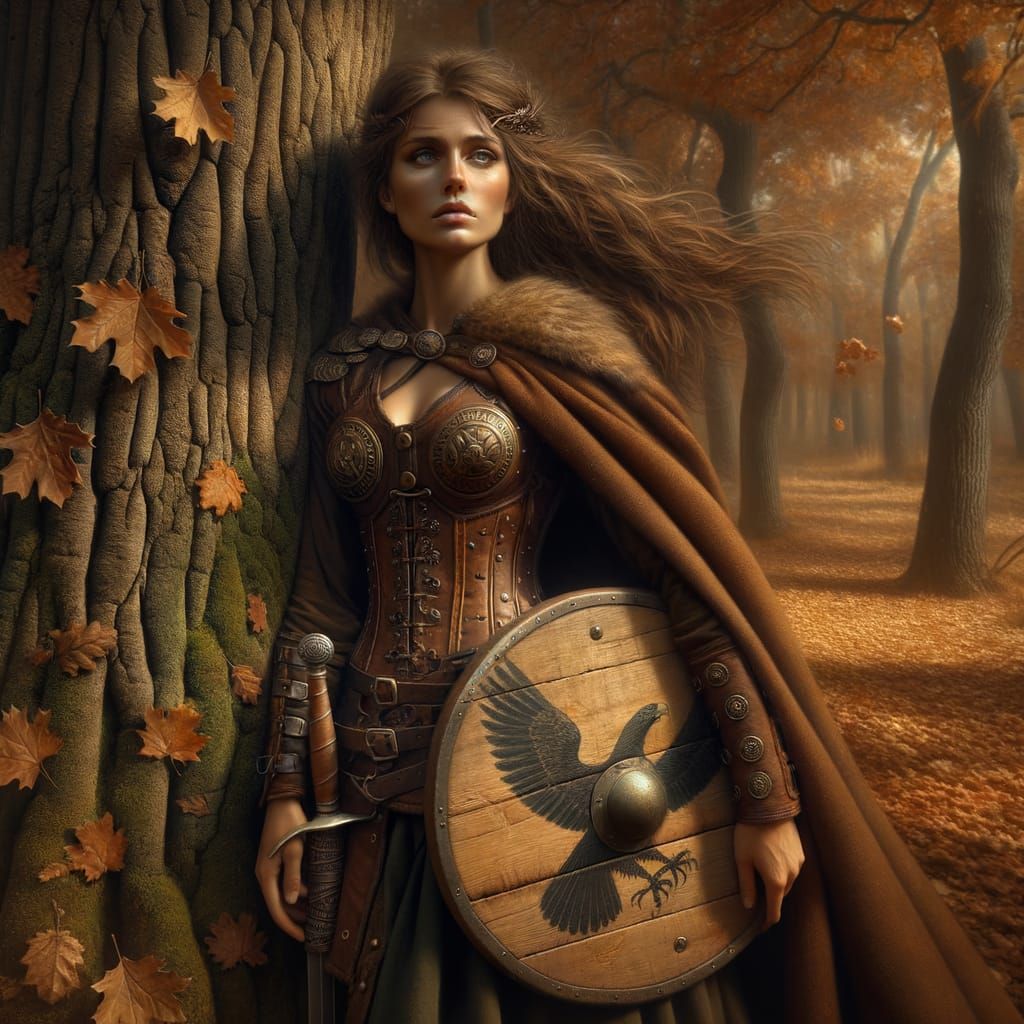 Norse Goddess of Protection in Autumn Forest